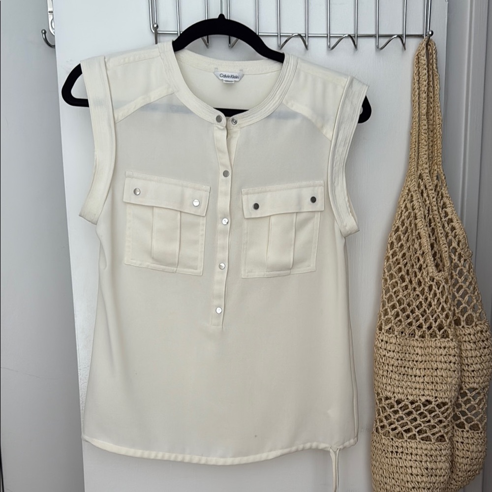 Calvin Klein Cream Buttoned Blouse